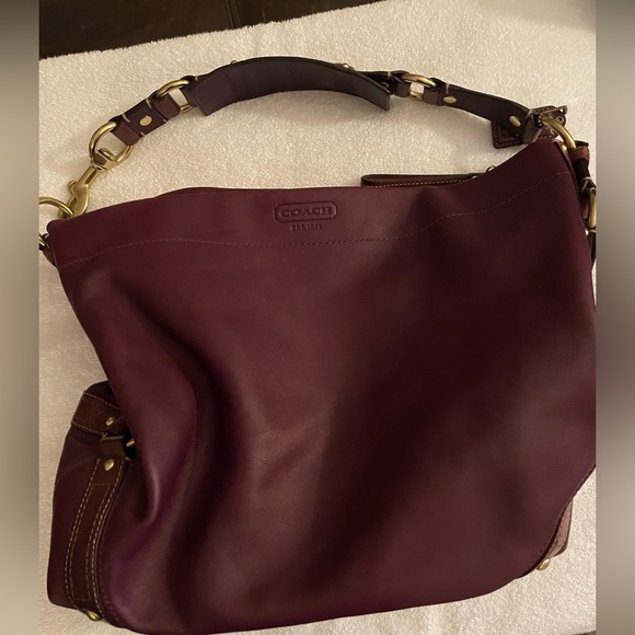 Coach Bags Coach Leather Purse Eggplant Color Hardly Used Authentic With Gold Hardware